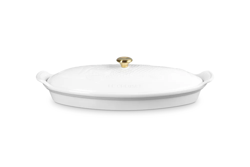 Форма для запекания рыбы Le Creuset из каменной керамики с крышкой, белая