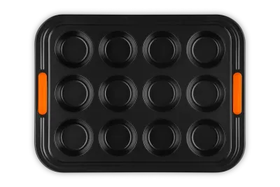 Форма для маффинов Le Creuset на 12 штук, углеродистая сталь с двухслойным антипригарным покрытием, чёрная
