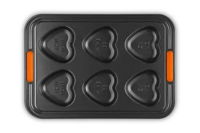 Форма для печенья в виде сердец с надписями Le Creuset на 6 штук, углеродистая сталь, чёрная