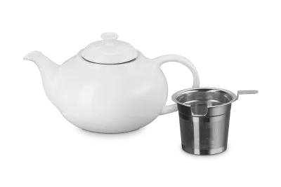 Заварочный чайник Le Creuset из каменной керамики с ситечком из нержавеющей стали, белый