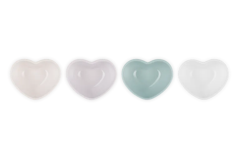 Пиалы в форме сердца Le Creuset, каменная керамика, набор 4 шт, разноцветные multicolour