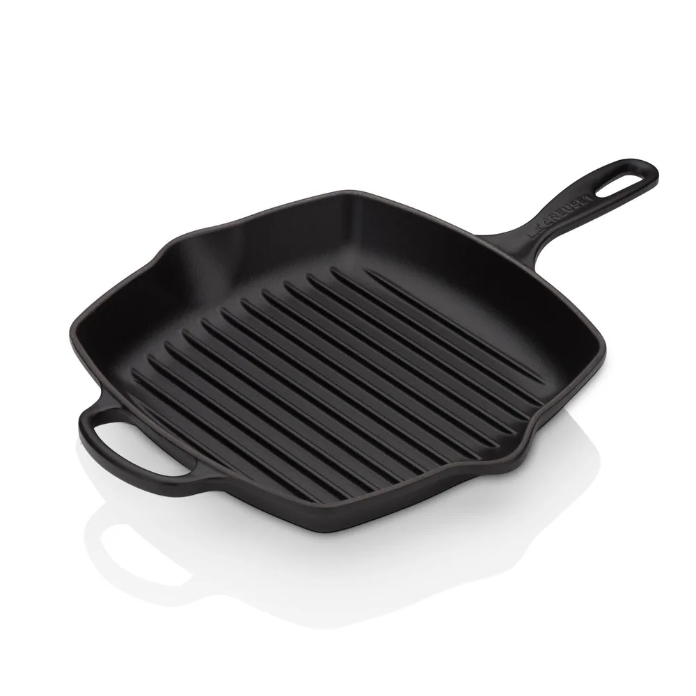 Квадратная сковорода-гриль Le Creuset Signature, эмалированный чугун, 6,2 л, чёрный мат, можно мыть в посудомоечной машине