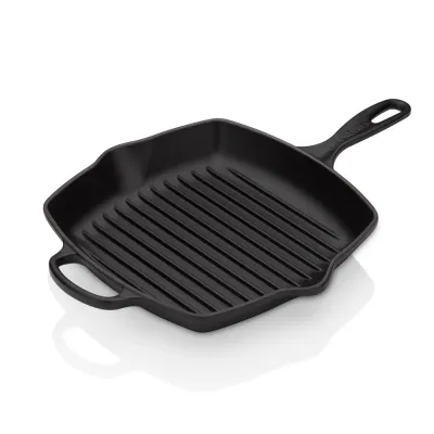 Квадратная сковорода-гриль Le Creuset Signature, эмалированный чугун, 6,2 л, чёрный мат, можно мыть в посудомоечной машине