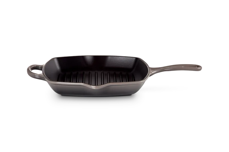 Квадратная сковорода-гриль Le Creuset Signature, эмалированный чугун, с ручками и носиками, Flint серый