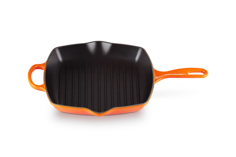 Квадратная сковорода-гриль Le Creuset Signature, эмалированный чугун, с носиками для слива, пламенная
