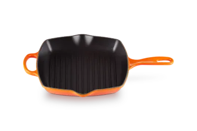 Квадратная сковорода-гриль Le Creuset Signature, эмалированный чугун, с носиками для слива, пламенная