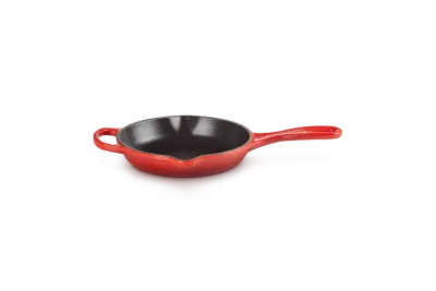 Сковорода чугунная эмалированная Le Creuset 16 см с рёбрами гриля для жарки и подачи, вишнёвая, для индукции