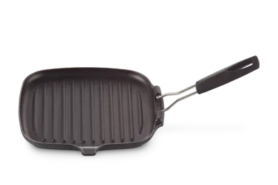Сковорода-гриль квадратная Le Creuset чугунная эмалированная с силиконовой ручкой, матовая чёрная, для индукции и духовки