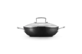 Сковорода профессиональная Le Creuset 24 см, кованый анодированный алюминий, антипригарная, со стеклянной крышкой, для индукции — фото 1