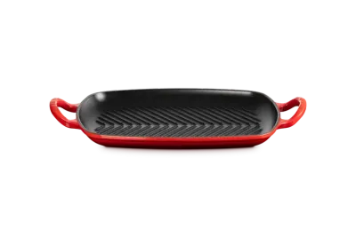 Плита-гриль прямоугольная Le Creuset, эмалированный чугун, вишнёвая, для индукции и духовки