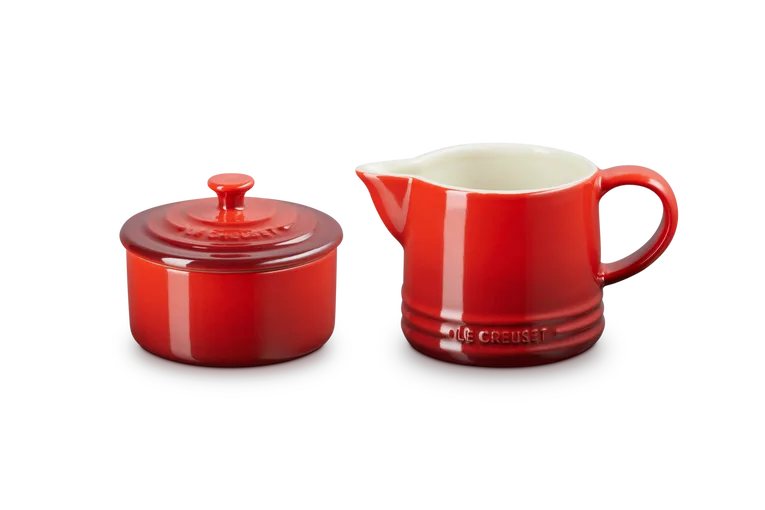 Молочник и сахарница Le Creuset Signature, набор из каменной керамики, вишнёвый
