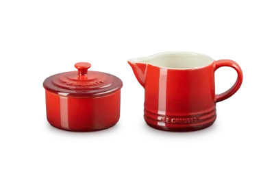 Молочник и сахарница Le Creuset Signature, набор из каменной керамики, вишнёвый