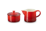 Молочник и сахарница Le Creuset Signature, набор из каменной керамики, вишнёвый — фото 1