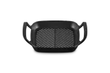 Плита для барбекю прямоугольная Le Creuset 26 см, эмалированный чугун, чёрная, для духовки и гриля — фото 1