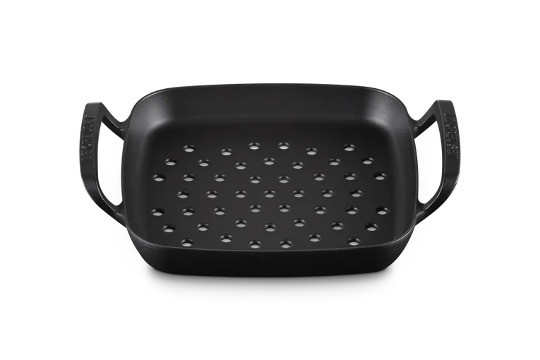 Корзина для барбекю квадратная Le Creuset 30 см, эмалированный чугун, чёрная, для гриля и духовки