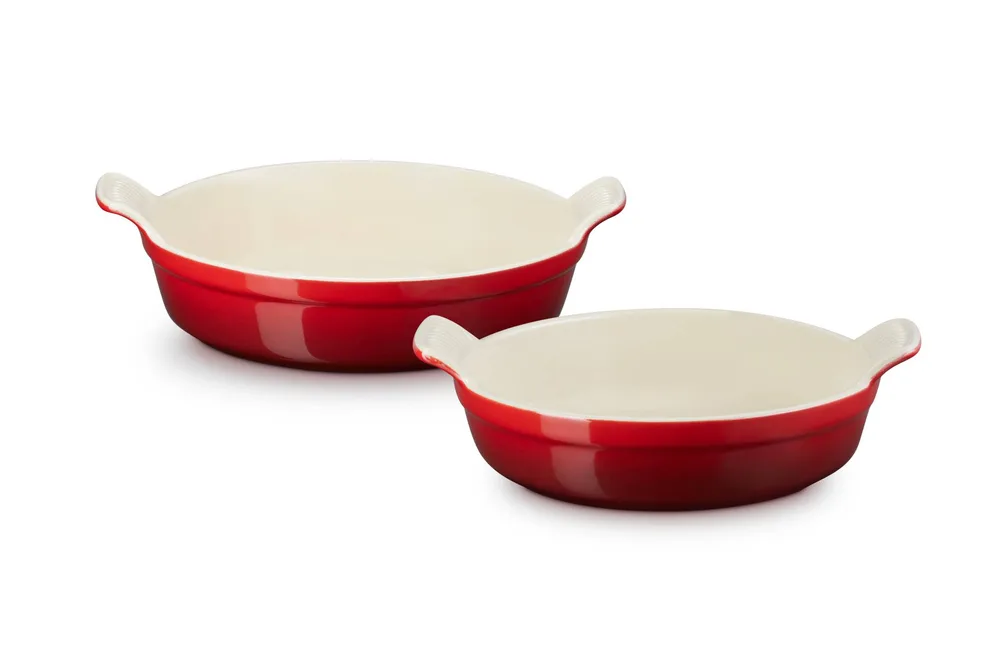Круглые формы для запекания Le Creuset Tradition, набор 2 шт, 20 см и 24 см, каменная керамика, вишнёвые