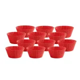 Формочки для маффинов Lekue, набор 12 шт., платиновый силикон, 7 x 3,5 см, по 80 мл, красные, можно мыть в посудомоечной машине — фото 1