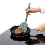 Лопатка кухонная Lekue Non-Scratch, платиновый силикон, 30,6 x 7 x 9,5 см, тёмно-серая/зелёная — фото 4
