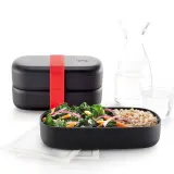 Ланч-бокс Lekue TO GO LIMITED, 2 контейнера по 500 мл с крышками, платиновый силикон, PP, чёрный — фото 3