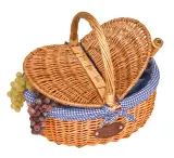 Корзина для пикника Les Jardins de la Comtesse Campagne Blue Gingham плетёная, с двойной крышкой, 40 × 31 × 40 см, синяя клетка — фото 1