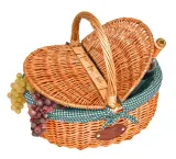 Корзина для пикника Les Jardins de la Comtesse Campagne Green Gingham плетёная, с двойной крышкой, 40 × 31 × 40 см, зелёная клетка — фото 1