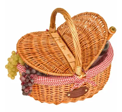 Корзина для пикника Les Jardins de la Comtesse Campagne Red Gingham плетёная, с двойной крышкой, 40 × 31 × 40 см, красная клетка