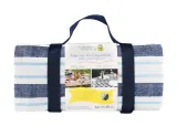 Плед-скатерть для пикника Les Jardins de la Comtesse Blue & White Stripes 140 × 140 см, с ручкой, сине-белая полоска — фото 2
