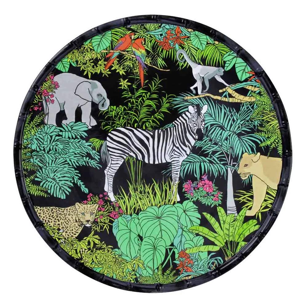 Тарелка-блюдо мелкая меламиновая Les Jardins de la Comtesse Jungle 35,5 см, разноцветная