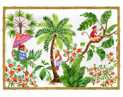 Поднос с ручками меламиновый Les Jardins de la Comtesse Monkeys of Bali 50 x 36 x 5 см, разноцветный