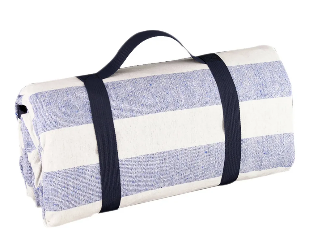 Скатерть для пикника Les Jardins de la Comtesse Sky Blue & White 280 × 140 см, хлопок и водонепроницаемый полиэстер, голубая полоска