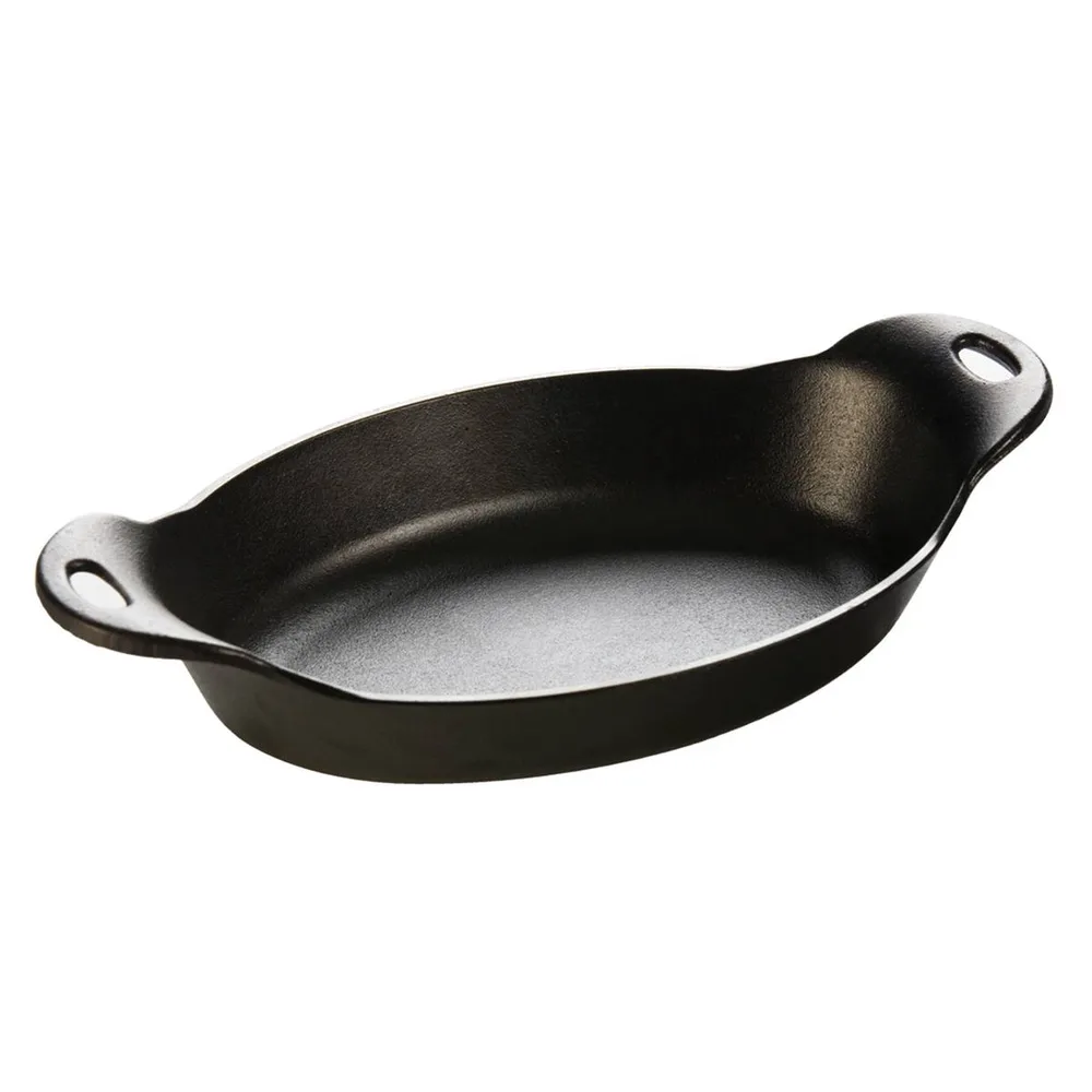 Чугунная форма для запекания Lodge Heat-Treated Seasoned, овальная, 32 см, пропитана маслом, чёрная