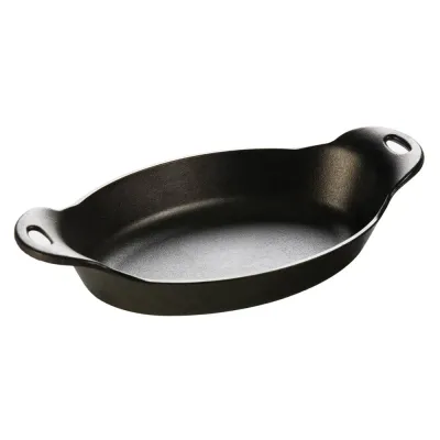 Чугунная форма для запекания Lodge Heat-Treated Seasoned, овальная, 32 см, пропитана маслом, чёрная