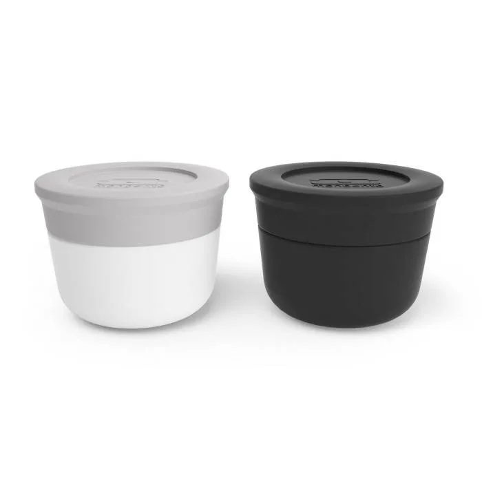 Набор контейнеров для соуса Monbento Temple S Grey Black, 2 шт., 10 мл, серый и чёрный