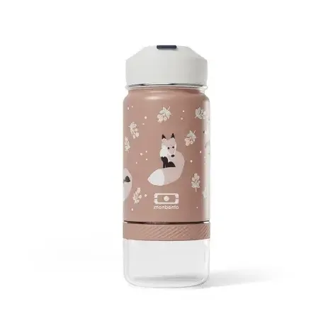 Термобутылка детская Monbento Twisty Cinnamon Fox с трубочкой и отсеком для перекуса, 0,42 л