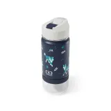 Термобутылка детская Monbento Twisty Blue Wolf с трубочкой и отсеком для перекуса, 0,42 л, синяя — фото 2