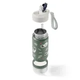 Термобутылка детская Monbento Twisty Green Raccoon с трубочкой и отсеком для перекуса, 0,42 л, зелёная — фото 2