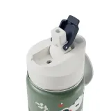 Термобутылка детская Monbento Twisty Green Raccoon с трубочкой и отсеком для перекуса, 0,42 л, зелёная — фото 3