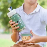 Термобутылка детская Monbento Twisty Green Raccoon с трубочкой и отсеком для перекуса, 0,42 л, зелёная — фото 6