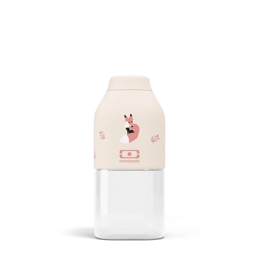 Бутылка для воды Monbento Positive S Fox 0,33 л, кремовая, с лисёнком, квадратная, от 4 лет