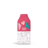 Бутылка для воды Monbento Positive S Graphic Birds 0,33 л, розовая, с птицами, квадратная — фото 1
