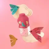 Бутылка для воды Monbento Positive S Graphic Birds 0,33 л, розовая, с птицами, квадратная — фото 2