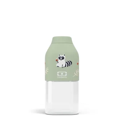 Бутылка для воды Monbento Positive S Raccoon 0,33 л, зелёная, с енотом, квадратная, от 4 лет