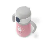 Бутылка детская изолированная Monbento Stram Bunny 360 мл, розовая, с зайчиком, трубочкой и ручкой, от 4 лет — фото 3