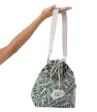 Термосумка для ланча Monbento Fresh Jungle 5,7 л, хлопок и полиэстер, кремовая с зелёными листьями — фото 3