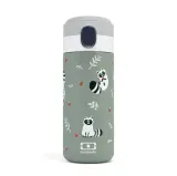 Термобутылка детская Monbento Pop Raccoon 0,36 л, зелёная, с енотами, спортивная крышка — фото 1