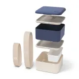 Ланч-бокс Monbento Bento Square Made in France Blue Natural 1,7 л, тёмно-синий с кремовым — фото 5