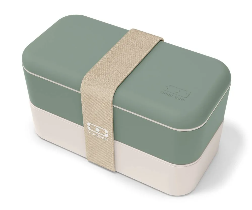 Ланч-бокс Monbento Bento Original Natural Green, 1 л (2 камеры по 0,5 л), зелёный с кремовым