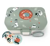 Ланч-бокс детский Monbento Tresor Graphic Raccoon 0,8 л, три контейнера, зелёный с кремовым — фото 3