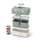 Ланч-бокс детский Monbento Tresor Graphic Raccoon 0,8 л, три контейнера, зелёный с кремовым — фото 5