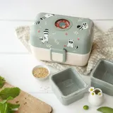 Ланч-бокс детский Monbento Tresor Graphic Raccoon 0,8 л, три контейнера, зелёный с кремовым — фото 7
